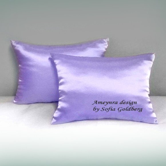 Pair of Lavender Satin Pillows 16x12" ~ New, Soft, Square - Picture 1 of 1